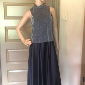ARIANNA BY RACHEL KAYE Formal Sleeveless Black Metallic Floor Length Maxi